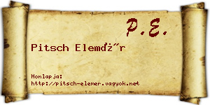 Pitsch Elemér névjegykártya
